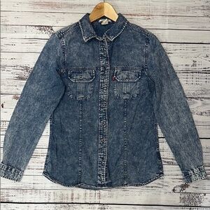 Levi's Classic Blue Denim Shirt Acid Wash Sz Small